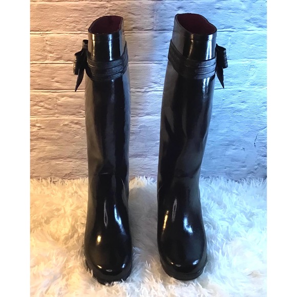 kate spade Shoes - Kate Spade Shinny Black Rubber Rain Boots Women’s SZ 8
